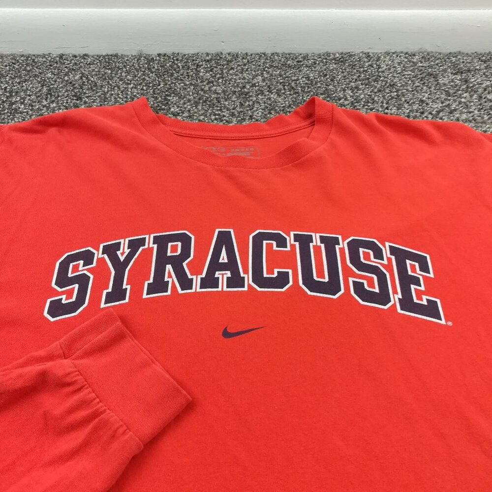Vintage Syracuse Orange T-Shirt Nike Center Swoosh Long Sleeve Mens XL Y2K